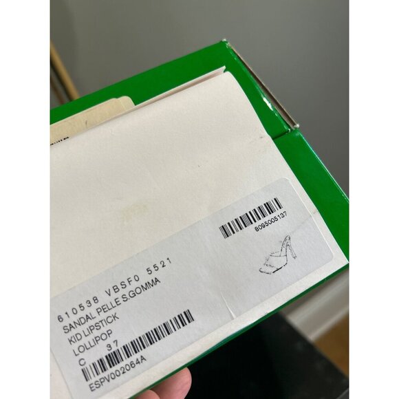 Bottega Veneta Squared Toe Stiletto Sandals Lollipop Pink Womens Size 7 - Picture 11 of 11